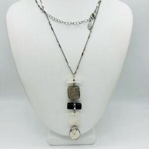 LOFT Gem Drop Silver Necklace